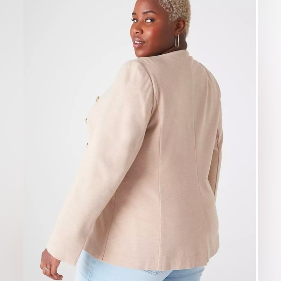 Lane Bryant Ponte Bryant Collarless Blazer Size 24 3X Oatmeal Heather NWT - Picture 3 of 8